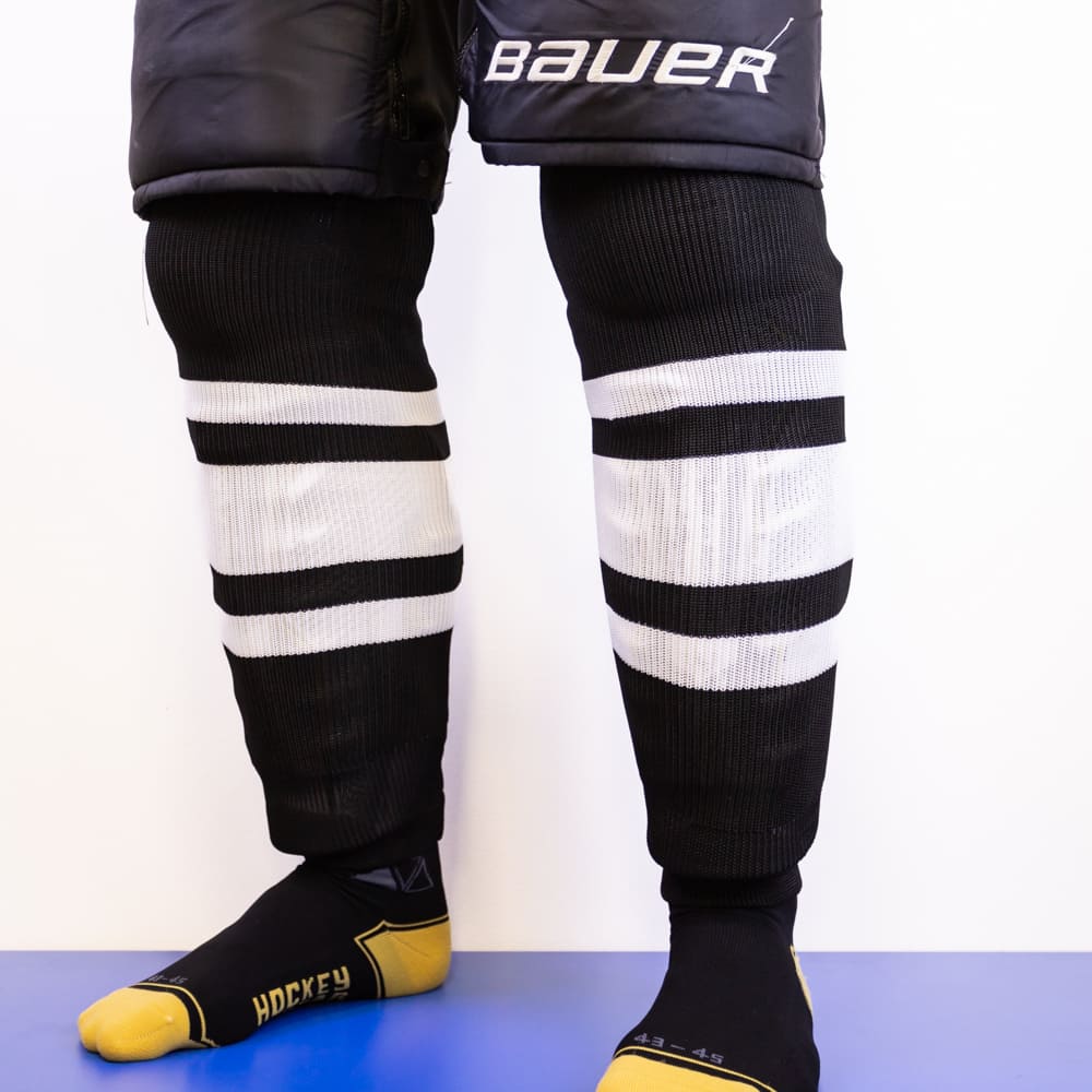 Pletené Hokejové Štulpny Hockey Bear - Černé / Bílé