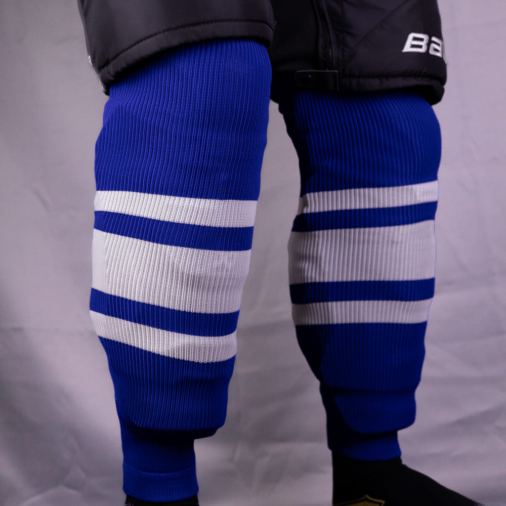 Pletené Hokejové Štulpny Hockey Bear - Modré / Bílé